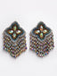 Multicoloured Stone Studded Floral Drop Earrings