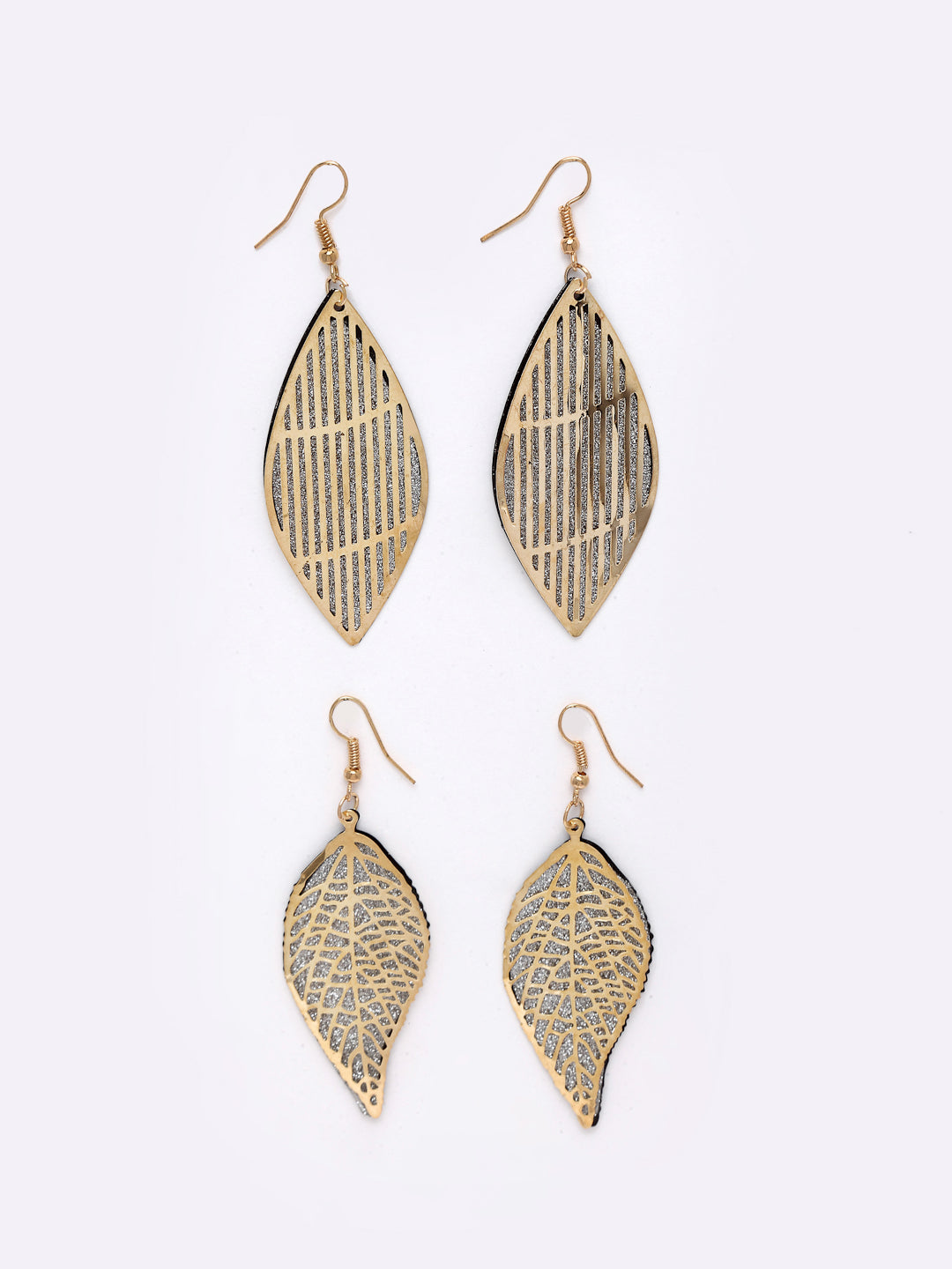 Gold-Toned Leaf Shaped Drop Earrings