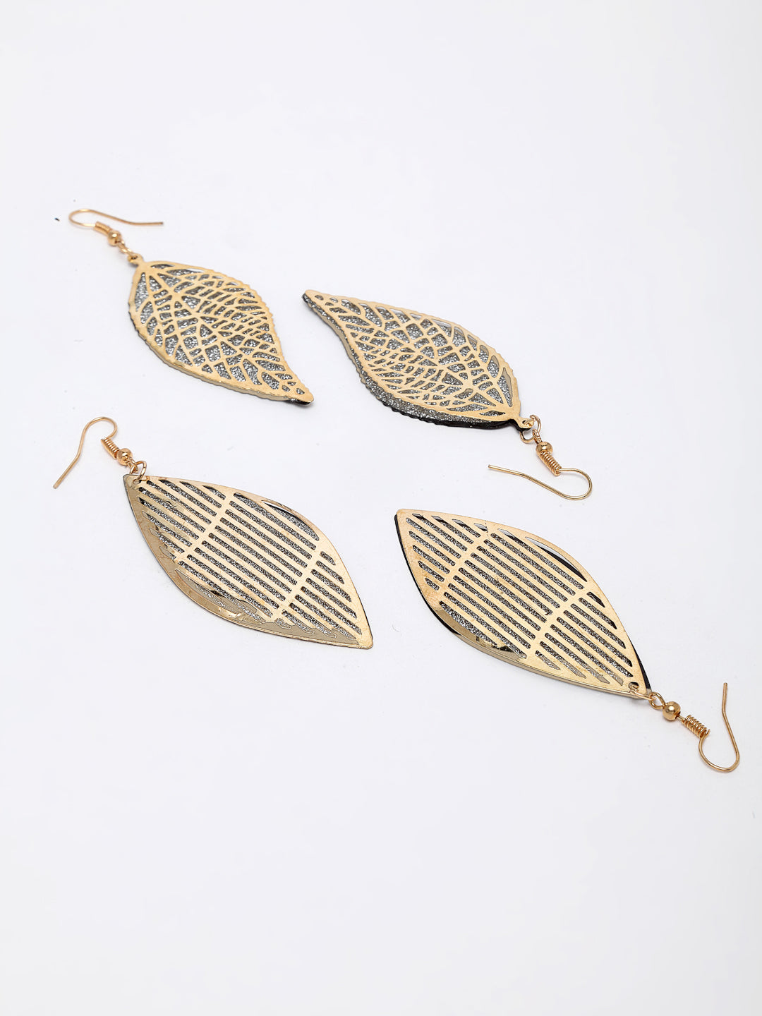 Gold-Toned Leaf Shaped Drop Earrings
