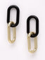 Gold-Plated & Black Contemporary Drop Earrings