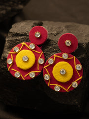 Silver-Plated Artificial Stone Studded Contemporary Drop Earrings