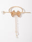 Women Gold-Plated Pearl Studded Bow Shaped Hairstick