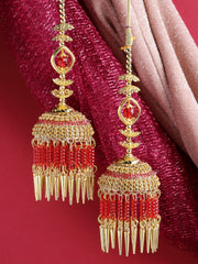 Set of 2 Gold-Plated Stone-Studded & Beaded Kaleera