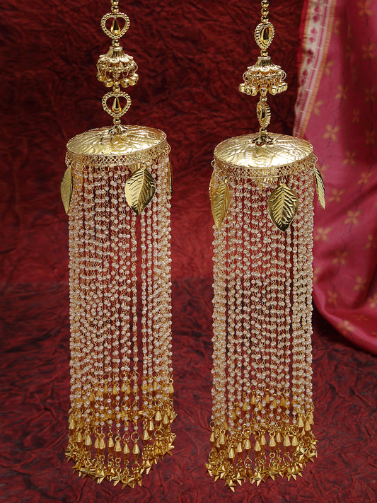 Set Of 2 Gold-Plated Pearl Beaded Bridal Kaleera