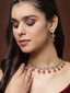 Gold-Plated & Red Stone-Studded & Beaded Jewellery Set