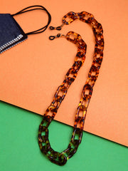 Women Brown Leopard Print Mask Chain