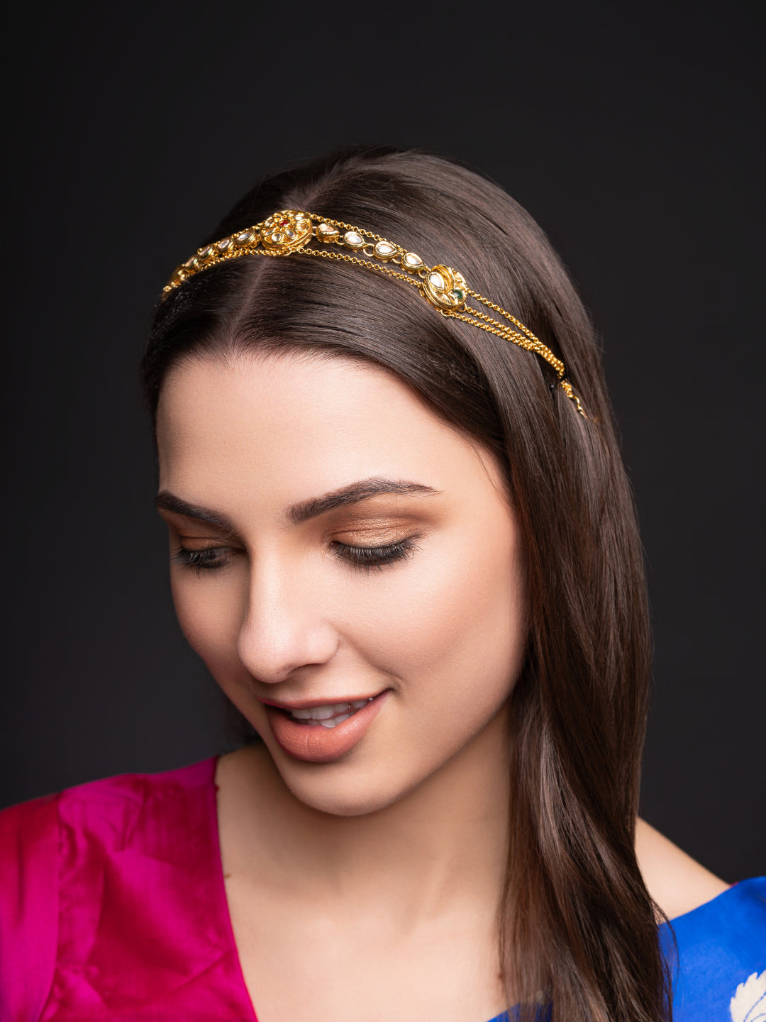 Gold-Plated Kundan Stone Studded Matha Patti