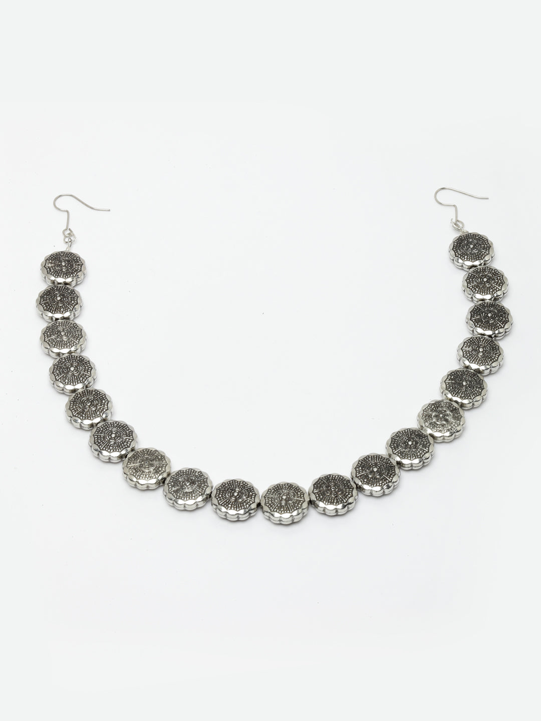 Oxidised Silver-Plated Floral Shaped Matha Patti