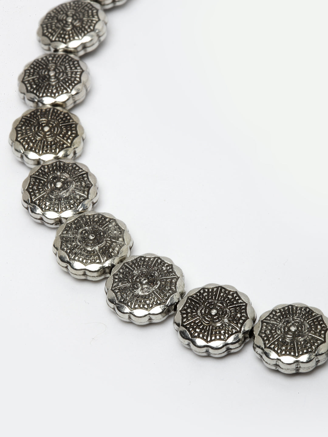 Oxidised Silver-Plated Floral Shaped Matha Patti