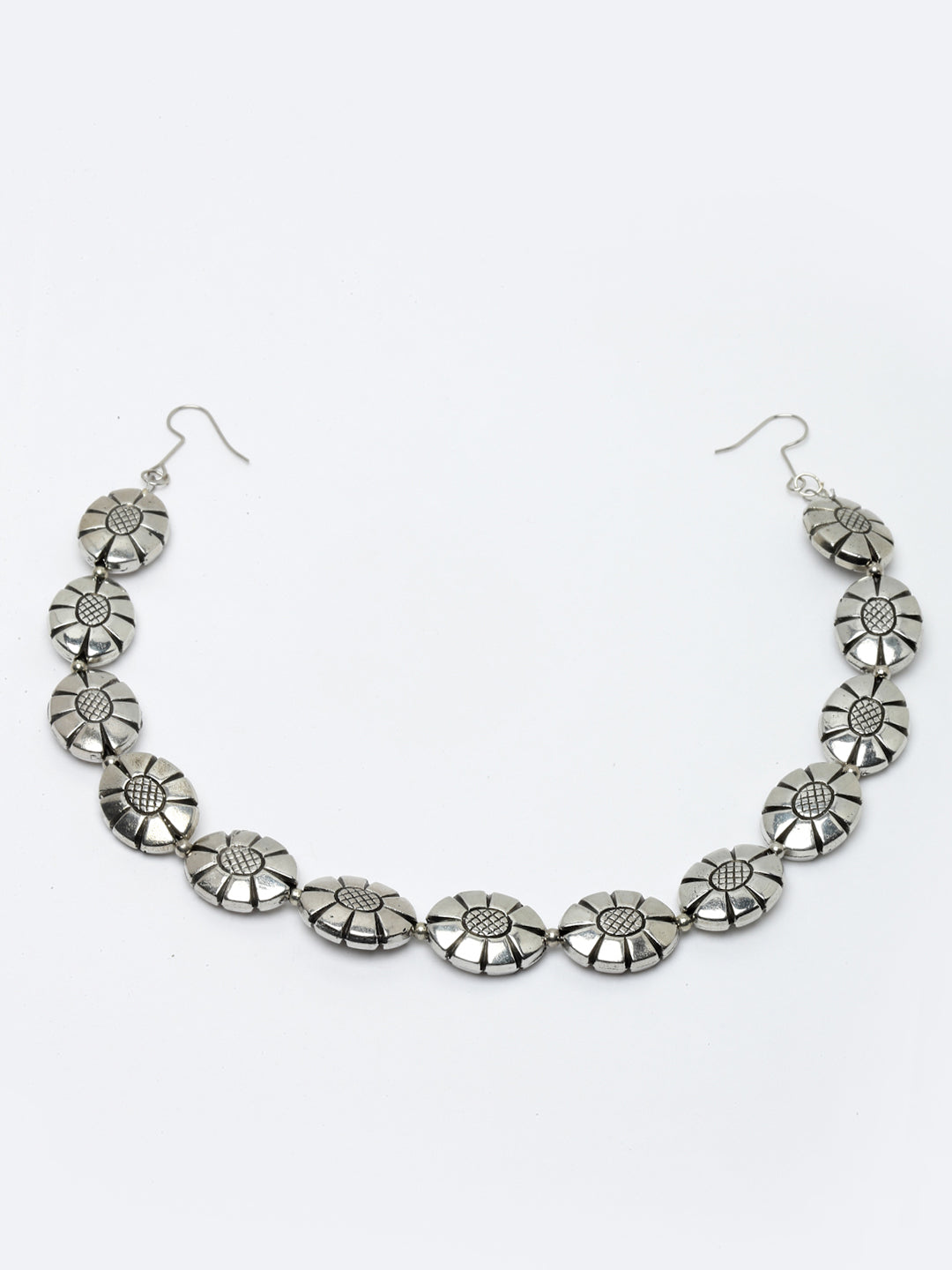 Oxidised Silver-Toned Oval Shaped Matha Patti