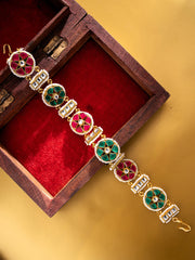 Gold-Plated Kundan Studded & Pearls Beaded Matha Patti
