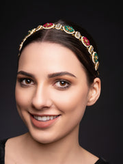 Gold-Plated Kundan Studded & Pearls Beaded Matha Patti