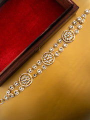 Gold-Plated Kundan Studded & Pearls Beaded Matha Patti