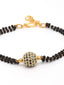 Gold-Plated Black Stone-Studded & Beaded Hand Mangalsutra