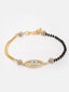 Gold-Plated White CZ-Studded & Black Beaded Evil-Eye-Charm Hand Mangalsutra