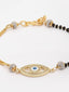 Gold-Plated White CZ-Studded & Black Beaded Evil-Eye-Charm Hand Mangalsutra