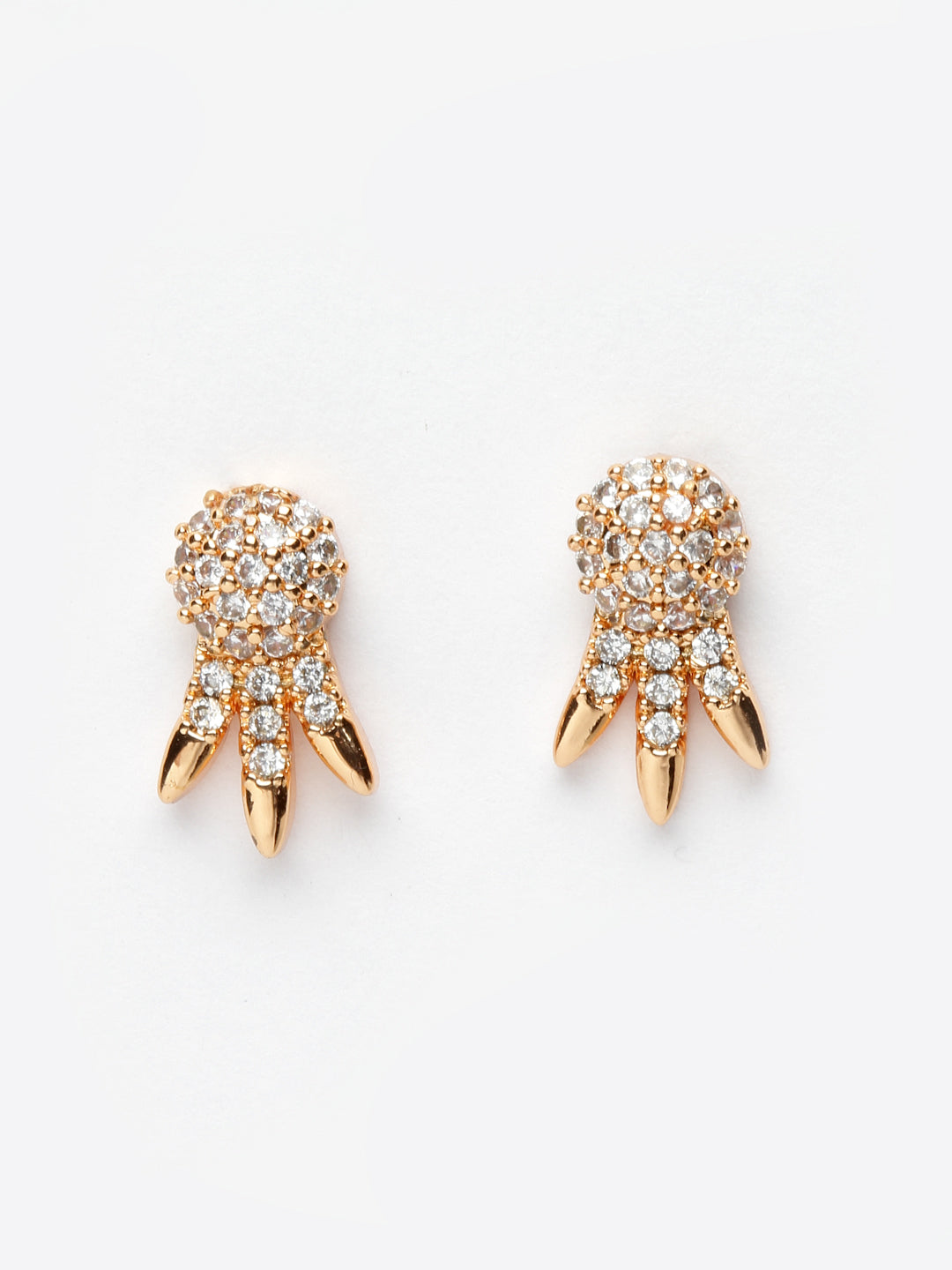 Gold-Plated AD Stone-Studded Beaded Mangalsutra With Earrings