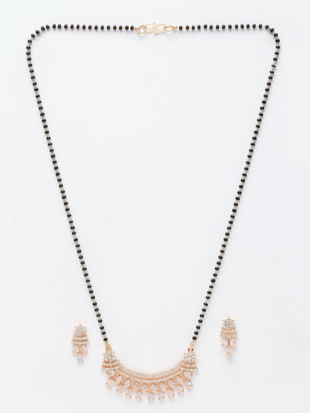 Gold-Plated AD-Studded Handcrafted Mangalsutra With Earrings