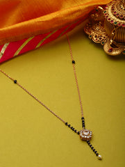 Gold-Plated CZ-Studded & Beaded Mangalsutra