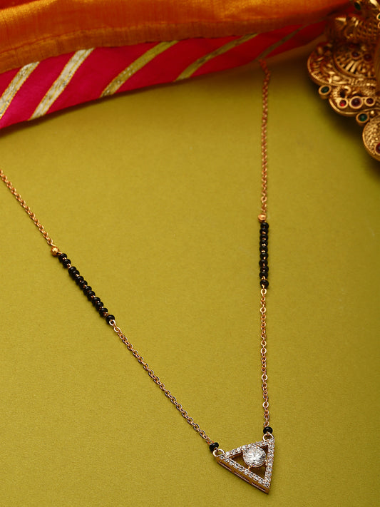 Gold Plated CZ-Studded & Beaded Mangalsutra