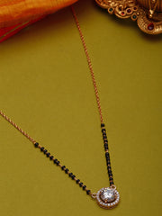 Gold Plated CZ Studded & Beaded Mangalsutra