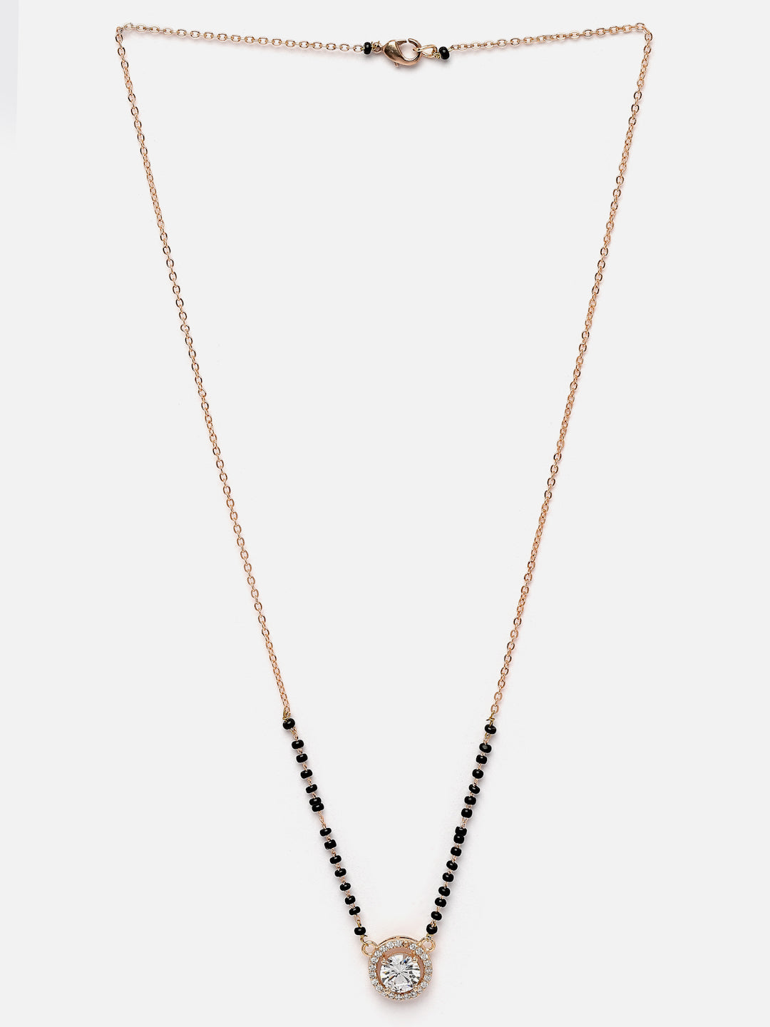 Gold Plated CZ Studded & Beaded Mangalsutra
