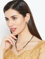 Gold-Plated & Pink CZ Stone-Studded Mangalsutra With Earrings