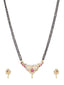 Gold-Plated & Pink CZ Stone-Studded Mangalsutra With Earrings