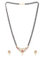 Gold-Plated & Pink CZ Stone-Studded Mangalsutra With Earrings