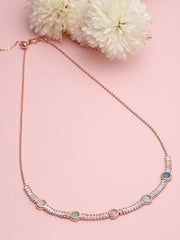 Gold-Plated Cubic Zirconia Studded Necklace