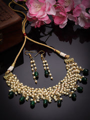 Gold-Plated Pearls Beaded Choker Jewellery Set