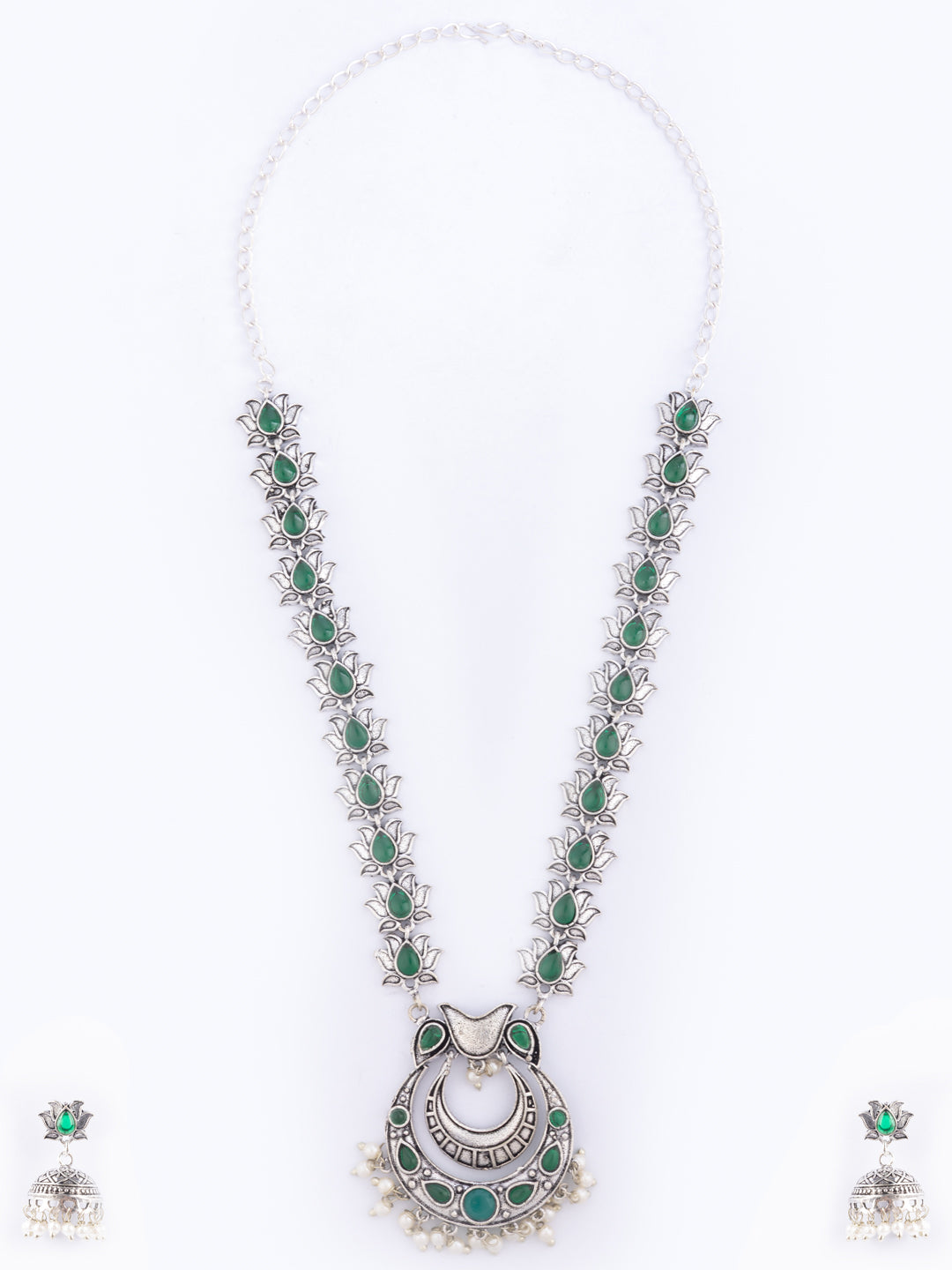 Oxidized Beaded & Stone Studded Jewellery Set