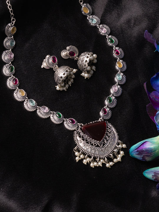 Stones Studded & Beaded Jewellery Set