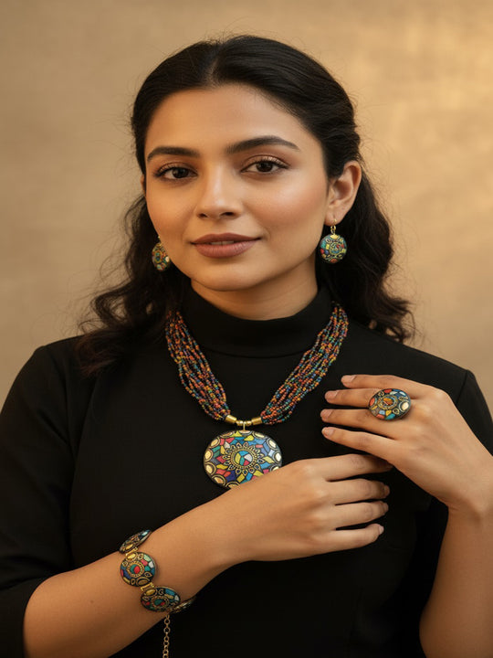 Gold-Plated Artificial Beaded Jewellery Set