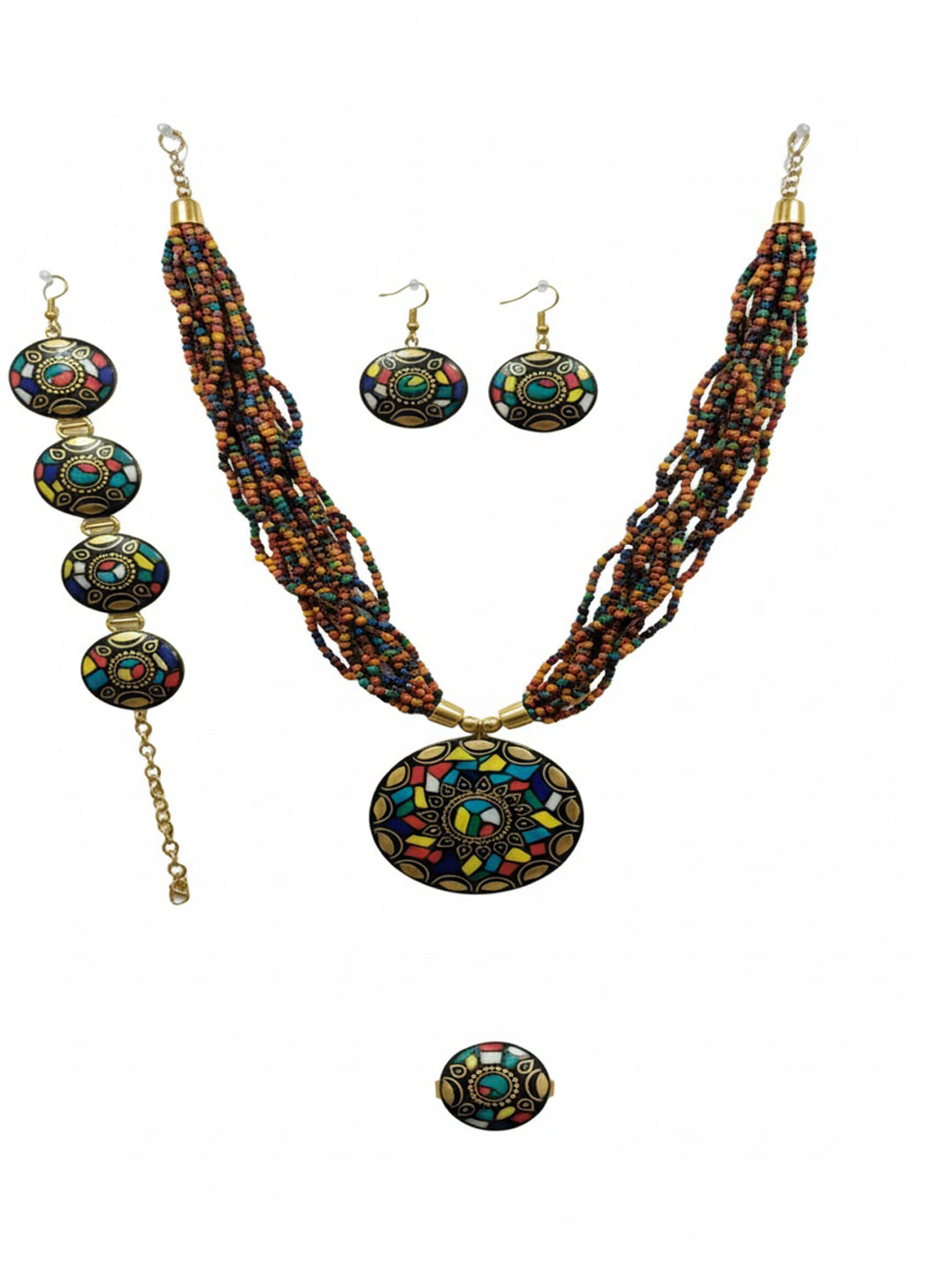 Gold-Plated Artificial Beaded Jewellery Set