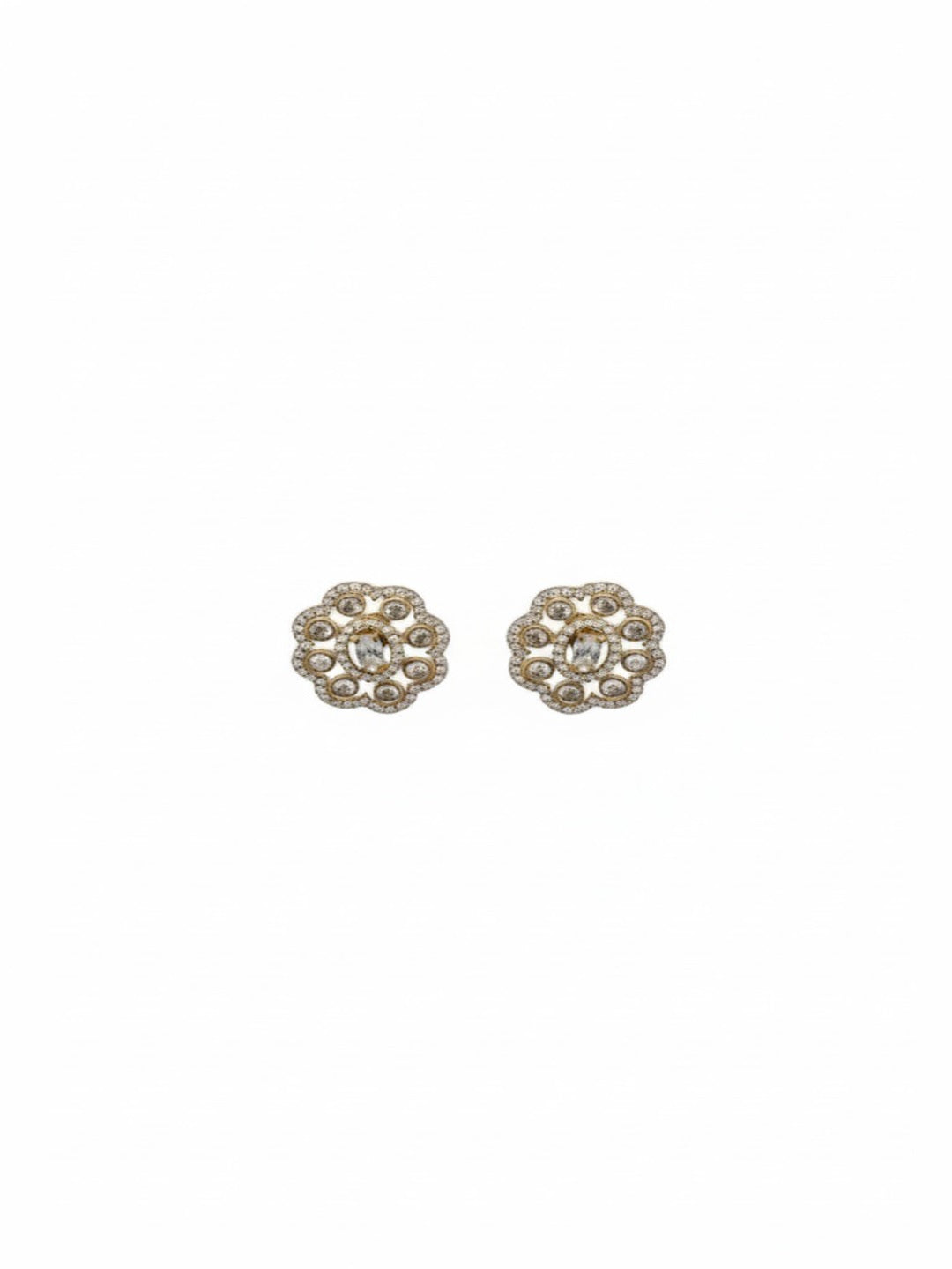 Silver-Plated American Diamond And Studded Necklace And Earrings