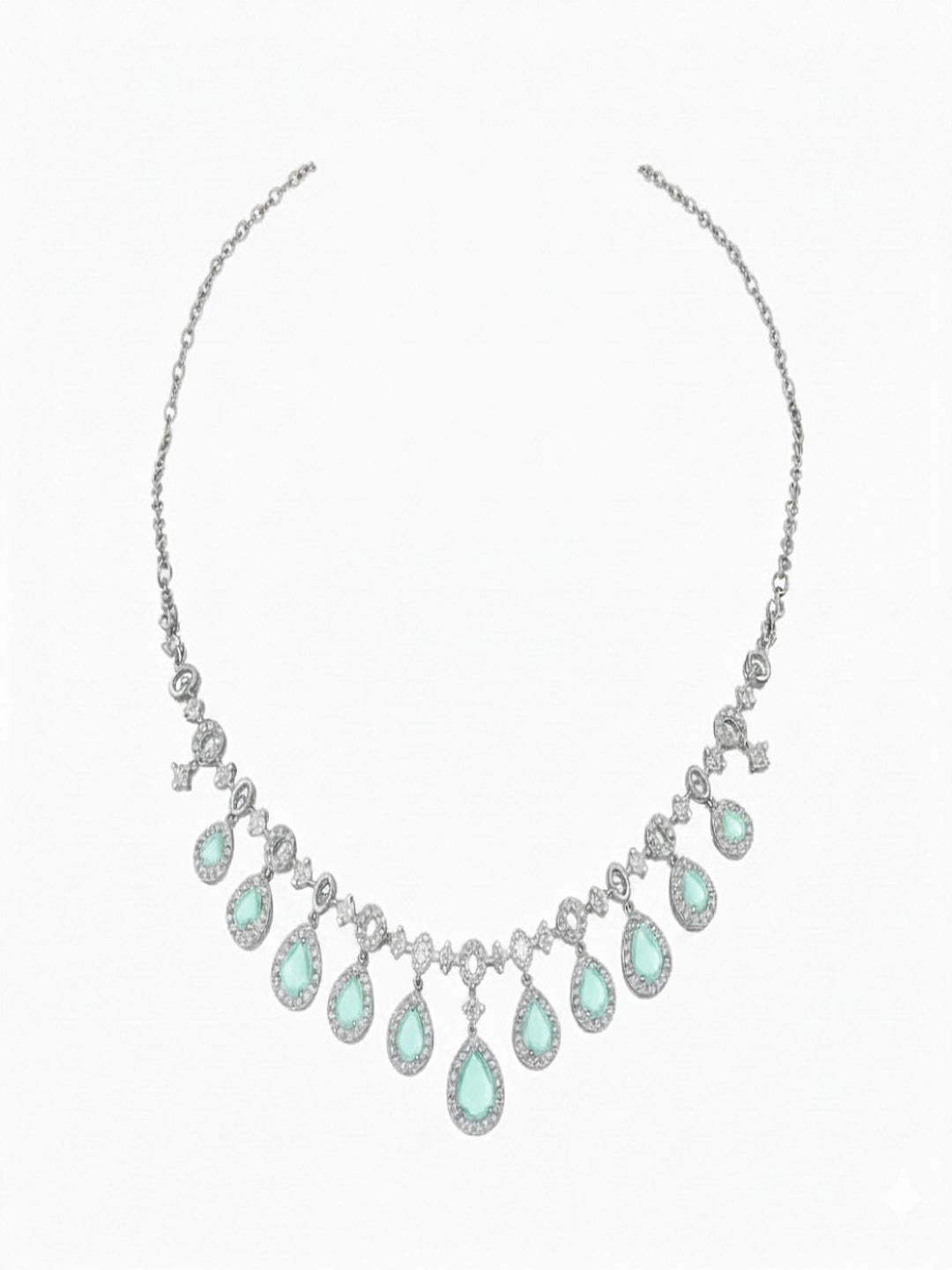 Silver-Plated American Diamond And Studded Necklace And Earrings