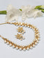 Gold-Plated & Off White Stone-Studded Pearl Beaded Handcrafted Jewellery Set