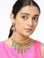 Green Gold-Plated Stone-Studded Jewellery Set