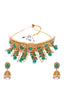 Green Gold-Plated Stone-Studded Jewellery Set