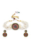 Off-White & Gold-Toned Stone-Studded & Beaded Jewellery Set