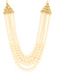 Gold-Plated & White Kundan & Pearl Studded Handcrafted Necklace