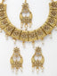 Gold-Plated & Red Stone Studded Handcrafted Jewellery Set