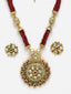 Gold-Plated Red Kundan Studded& Beaded Jewellery Set