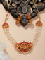 Gold-Plated Stones-Studded & Beaded Necklace & Earrings