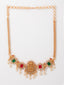 Gold-Plated Stone-Studded & Beaded Temple Necklace & Earrings