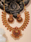 Gold-Plated Stones Studded & Beaded Necklace And Earrings