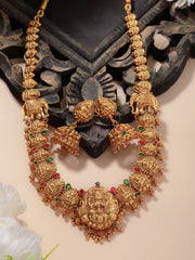 Gold-Plated Stones-Studded & Beaded Jewellery Set