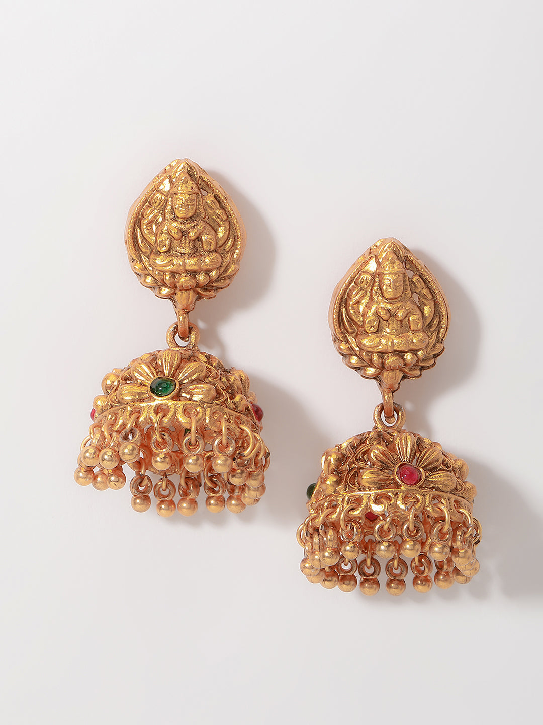 Gold-Plated Stones-Studded & Beaded Jewellery Set