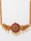 Gold-Plated Stones-Studded & Beaded Peacock Shaped Jewellery Set